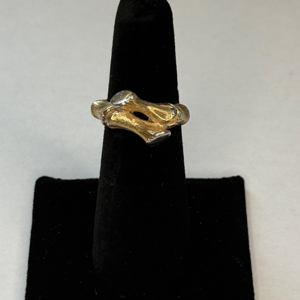 Sarah Coventry Bamboo Adjustable Ring Gold Tone 1973